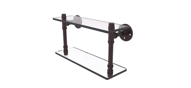 Double glass shelf from Allied Brass, Pipeline collection.