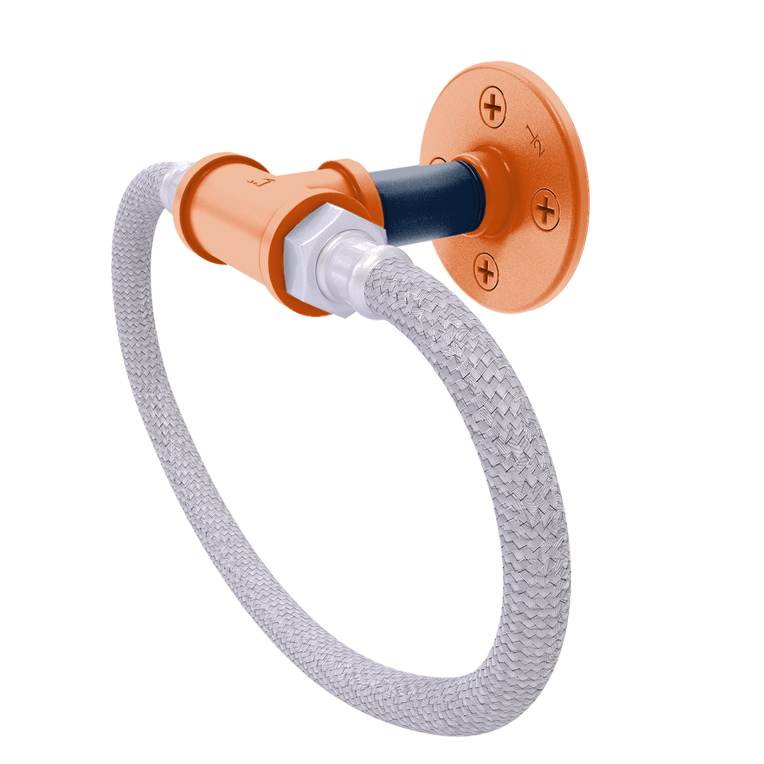 Collegiate Collection Towel Ring with Stainless Steel Braided Ring Plainsmen Blue and Orange Edition