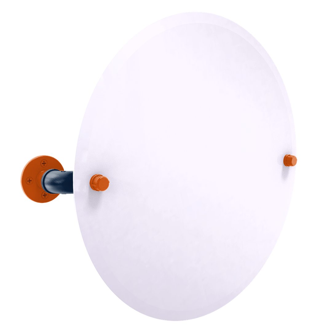 Collegiate Collection Frameless Oval Wall Mounted Tilt Mirror Plainsmen Blue and Orange Edition