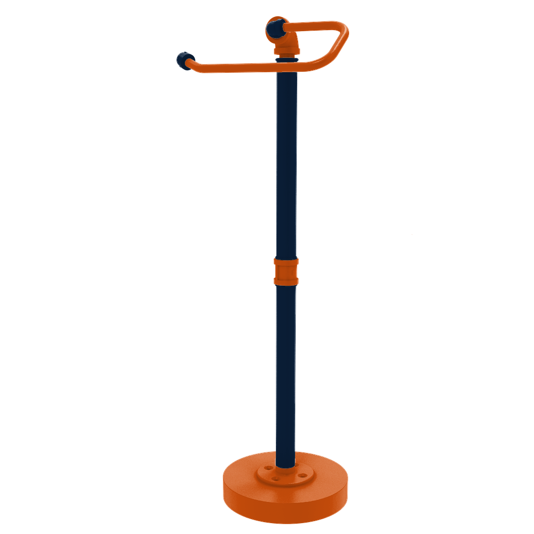 Collegiate Collection Freestanding Euro Style Toilet Tissue Stand Plainsmen Blue and Orange Edition
