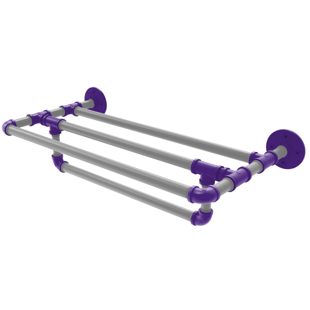 Collegiate Collection Wall Mounted Towel Shelf with Towel Bar Flint Hills Purple and Silver Edition