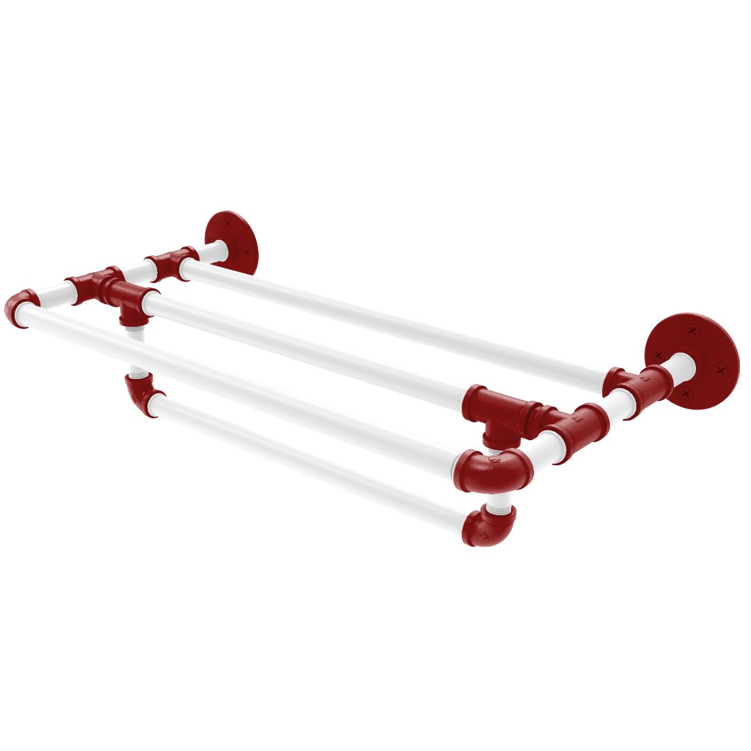 Collegiate Collection Wall Mounted Towel Shelf with Towel Bar Silicon Valley Red and White Edition