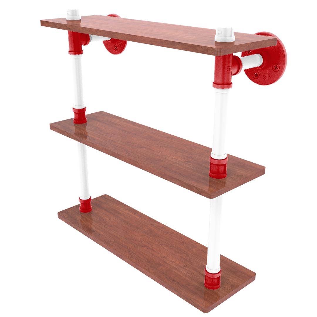 Collegiate Collection Wood Triple Shelf Badger State Red and White Edition