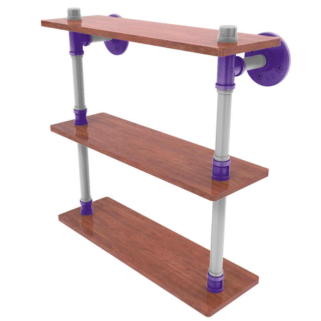 Collegiate Collection Wood Triple Shelf Flint Hills Purple and Silver Edition