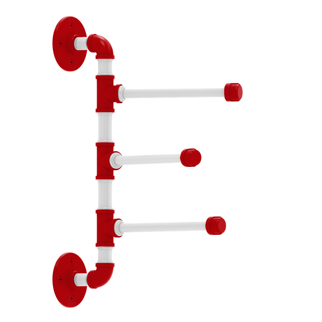 Collegiate Collection 3 Swing Arm Vertical Towel Bar Badger State Red and White Edition