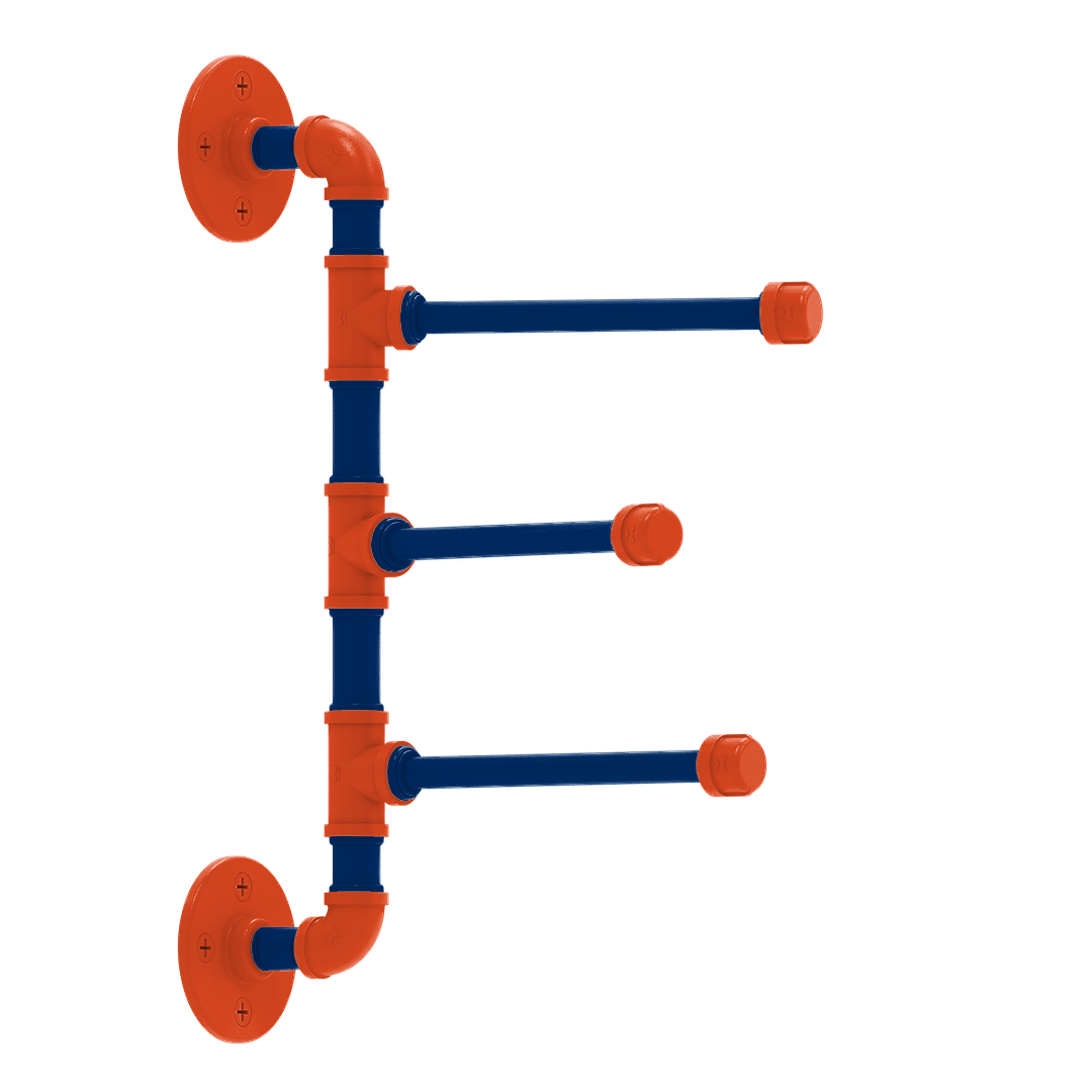 Collegiate Collection 3 Swing Arm Vertical Towel Bar Charlottesville Orange and Blue Edition