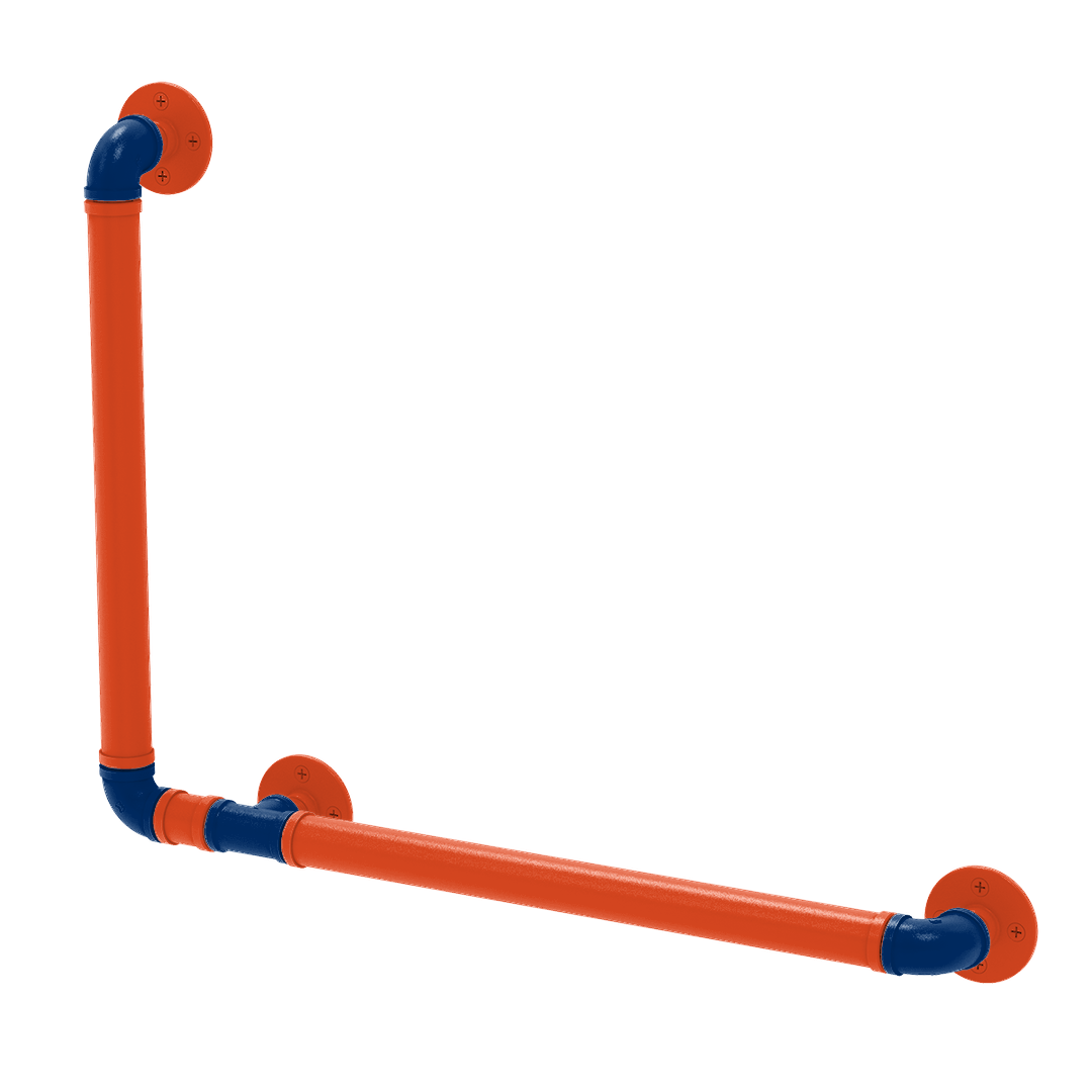 Collegiate Collection 90 Degree Grab Bar Left Hand Charlottesville Orange and Blue Edition