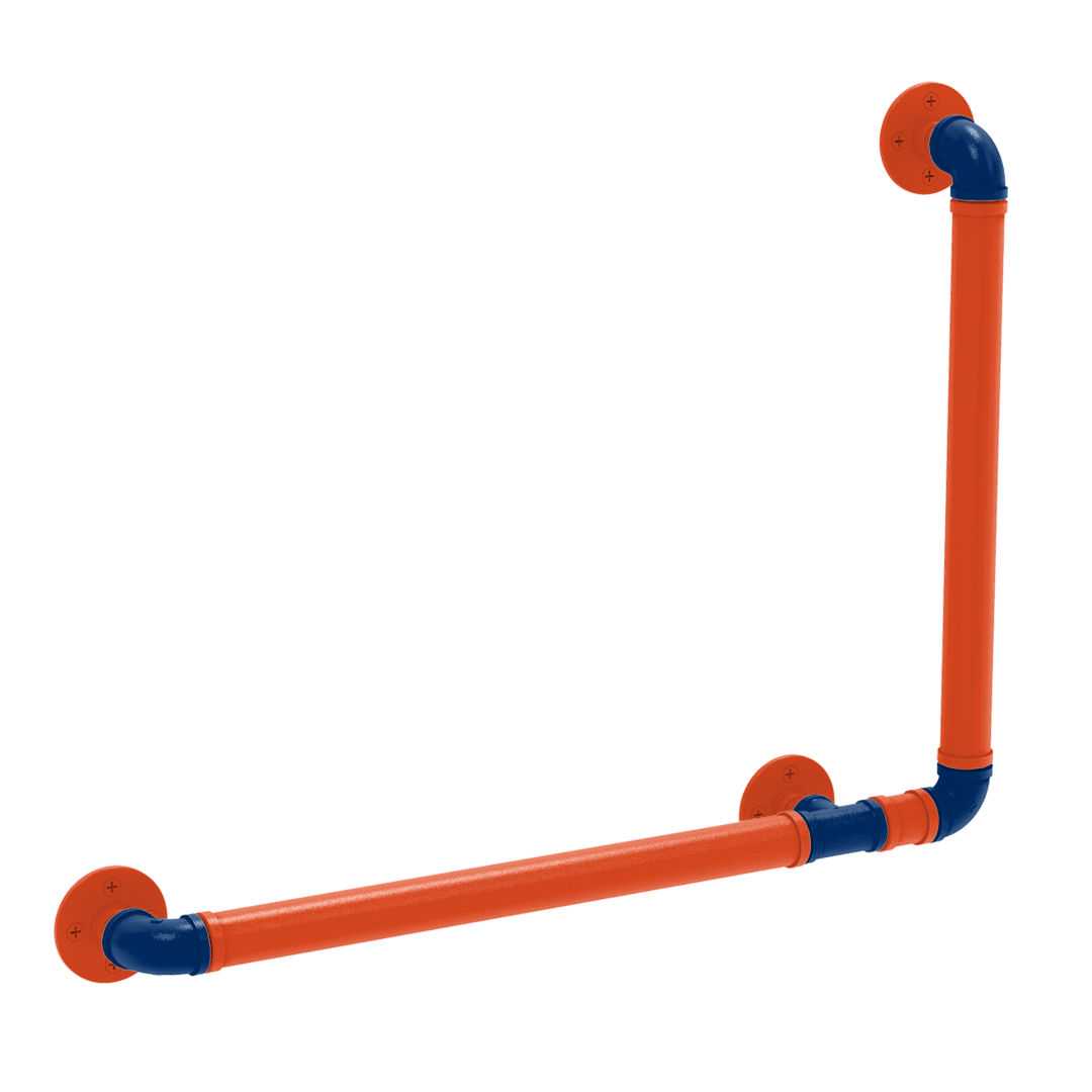 Collegiate Collection 90 Degree Grab Bar Right Hand Charlottesville Orange and Blue Edition