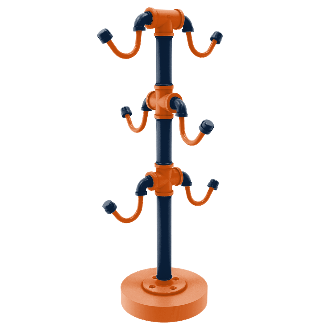 Collegiate Collection Countertop 6 Coffee Mug Holder Plainsmen Blue and Orange Edition