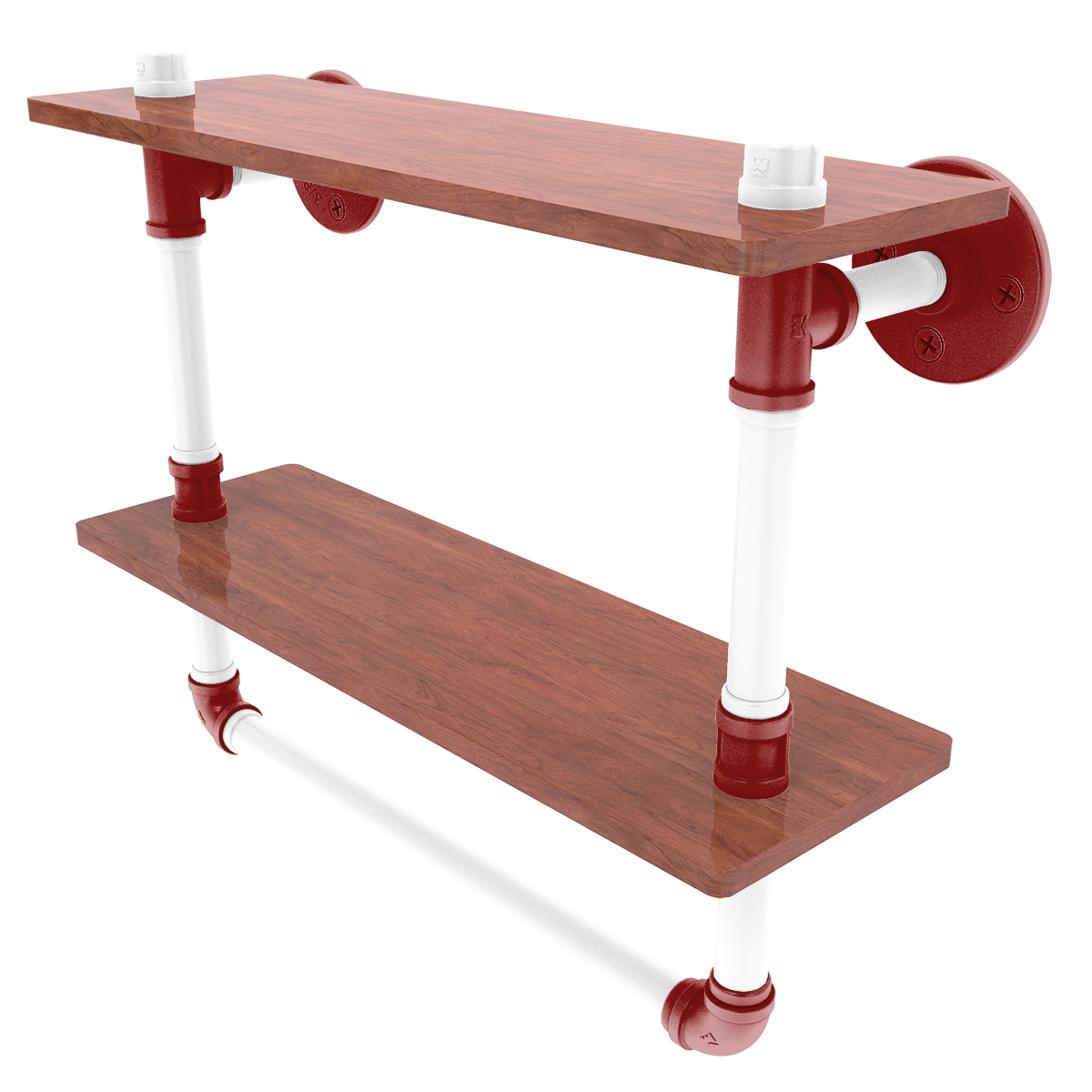 Collegiate Collection Double Wood Shelf with Towel Bar Silicon Valley Red and White Edition