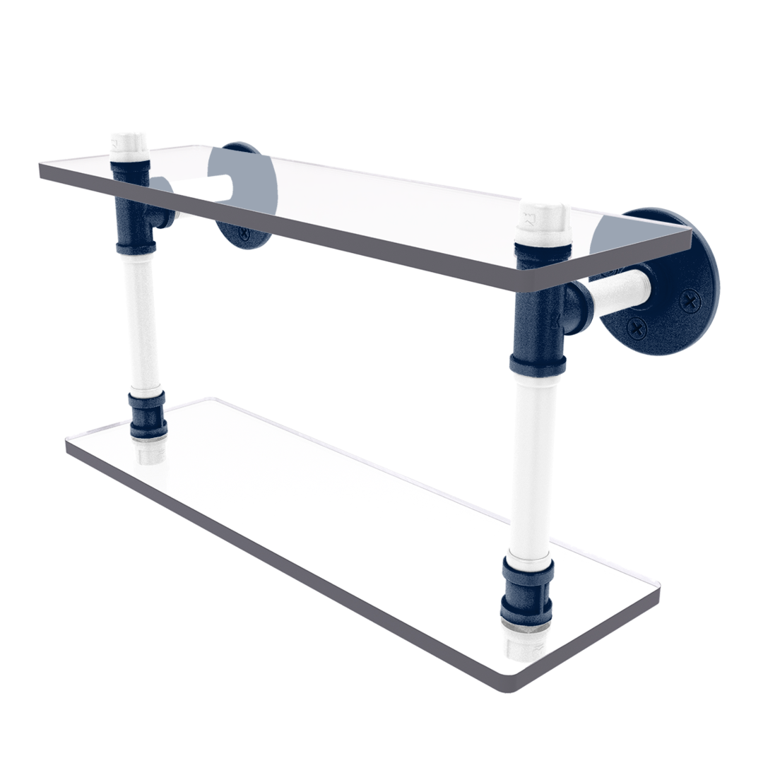 Collegiate Collection Double Glass Shelf Keystone State Blue and White Edition