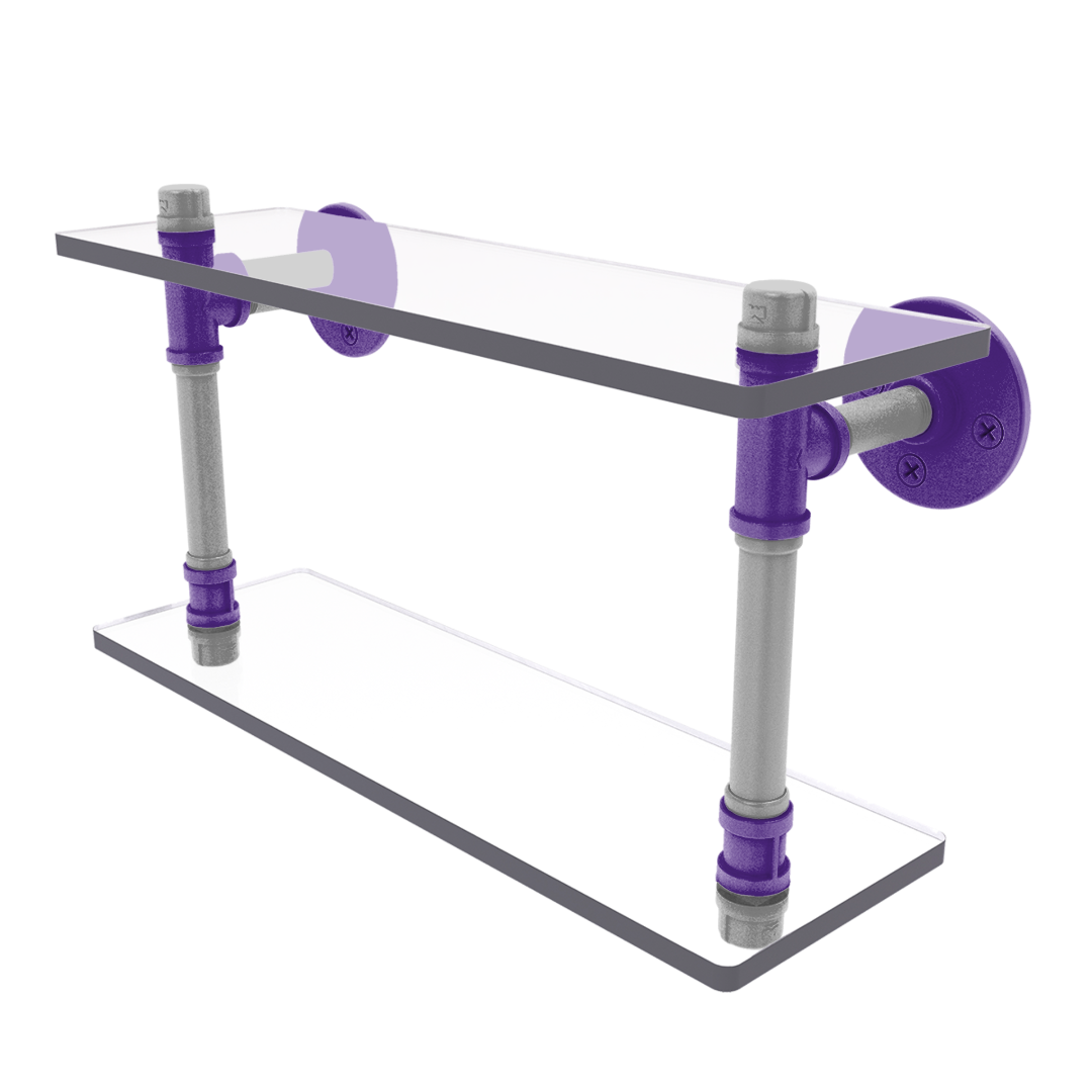 Collegiate Collection Double Glass Shelf Flint Hills Purple and Silver Edition