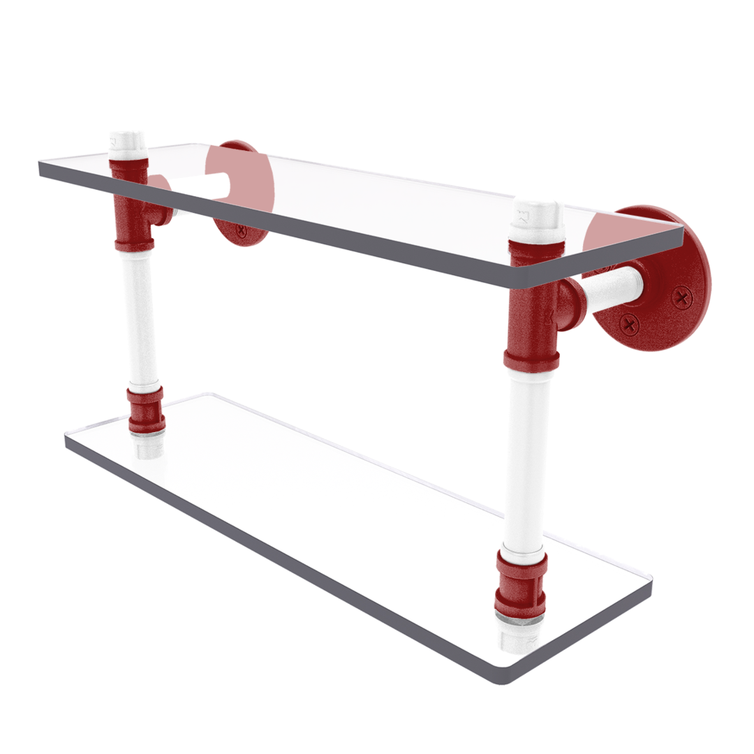 Collegiate Collection Double Glass Shelf Silicon Valley Red and White Edition
