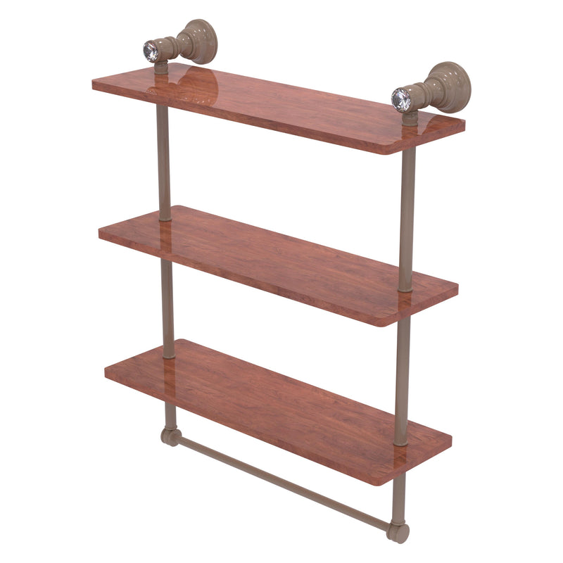 Carolina Crystal Collection Triple Wood Shelf with Towel Bar