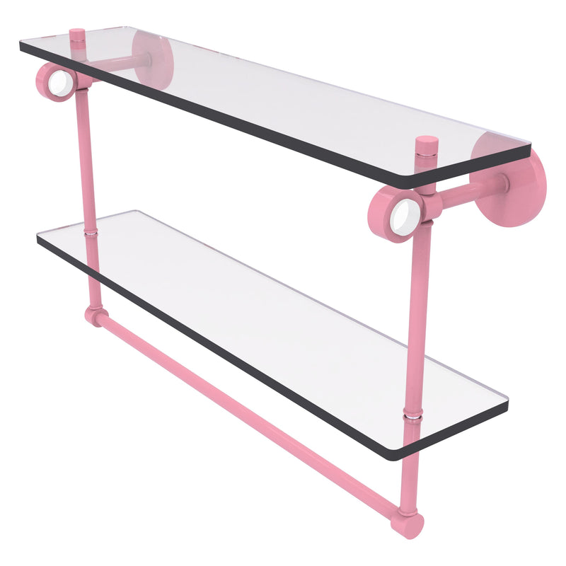 Clearview Collection Double Glass Vanity Shelf  with Integrated Towel Bar with Smooth Accents