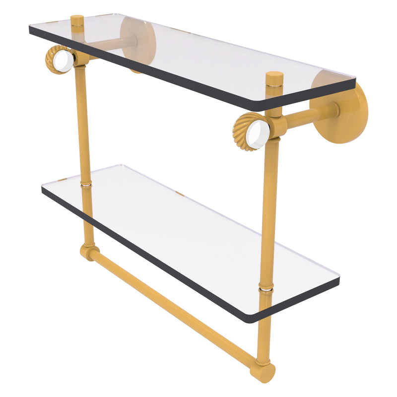 Clearview Collection Double Glass Vanity Shelf  with Integrated Towel Bar with Twisted Accents