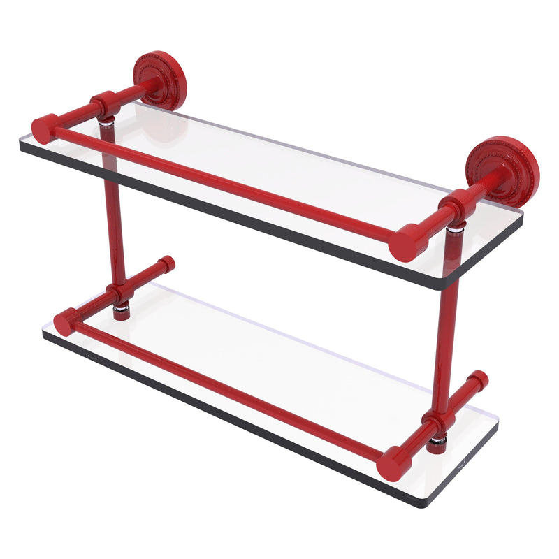 Dottingham Collection Double Glass Shelf with Gallery Rail