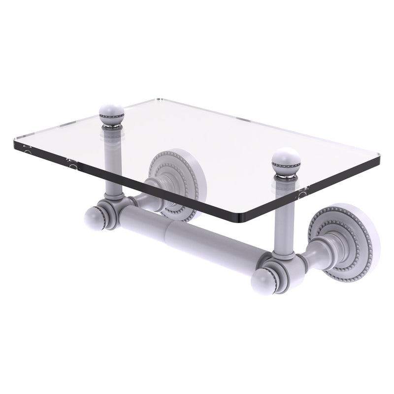 Dottingham Collection Two Post Toilet Tissue Holder with Glass Shelf
