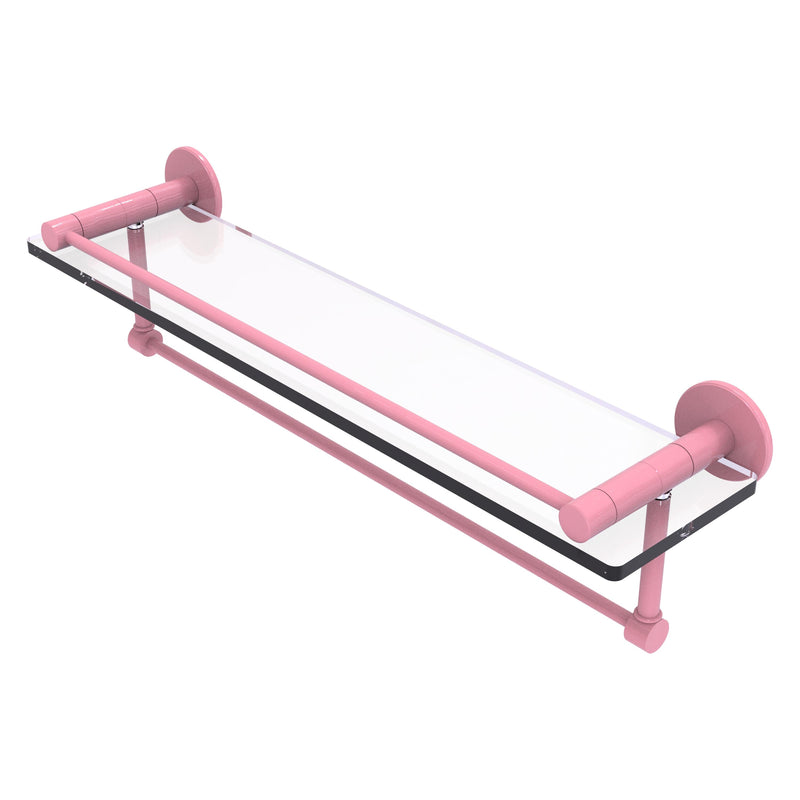 Fresno Collection Glass Shelf with Vanity Rail and Integrated Towel Bar