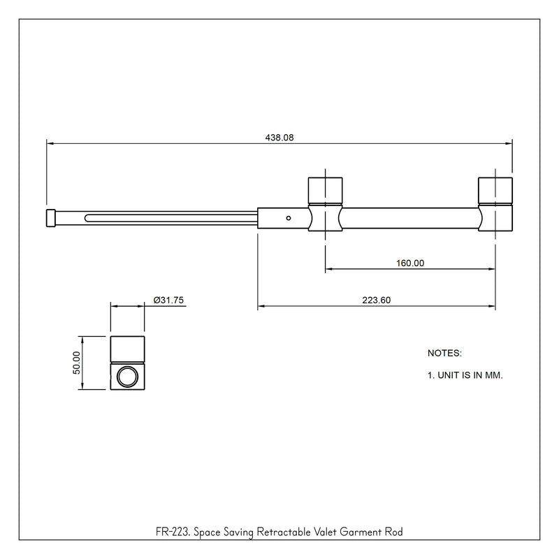 Space Saving Retractable Valet Garment Rod