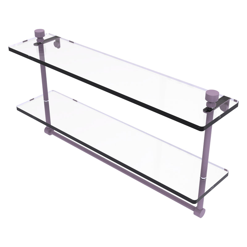 Foxtrot Collection Two Tiered Glass Shelf with Integrated Towel Bar