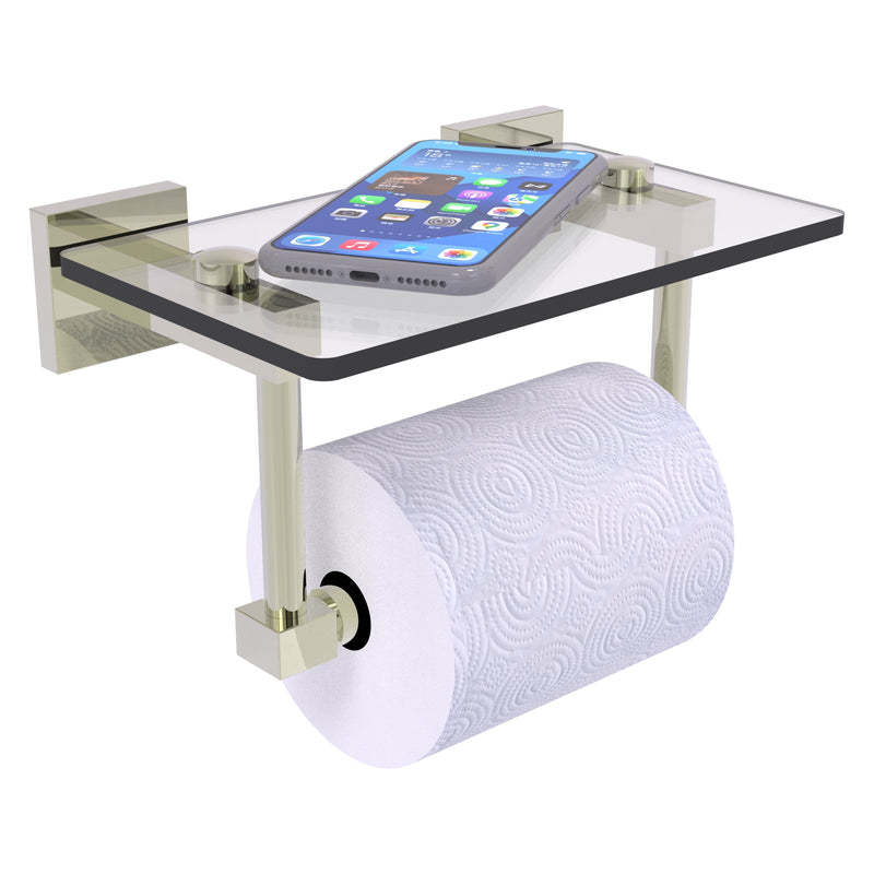 Montero 2 Post Toilet Paper Holder with Glass Shelf