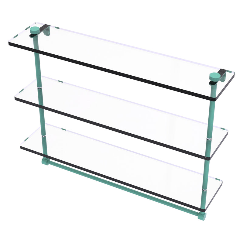 Triple Tiered Glass Shelf with Integrated Towel Bar
