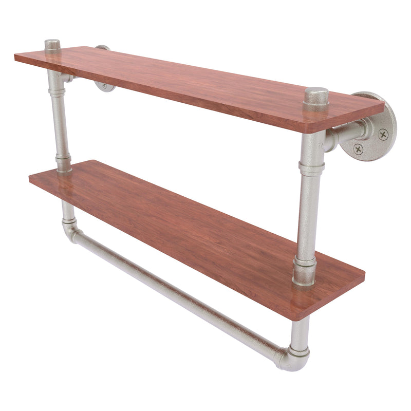 Pipeline Collection Double Ironwood Shelf with Towel Bar