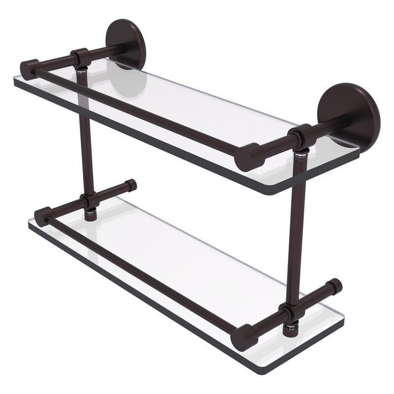 Prestige Skyline Collection Tempered Double Glass Shelf with Gallery Rail