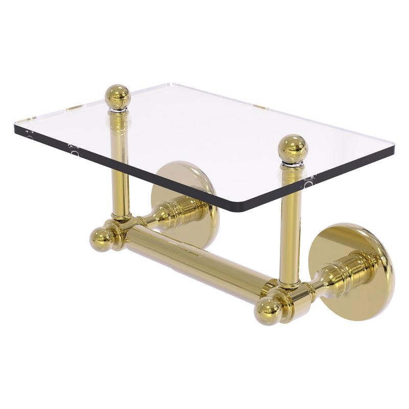Prestige Skyline Collection Two Post Toilet Tissue Holder with Glass Shelf