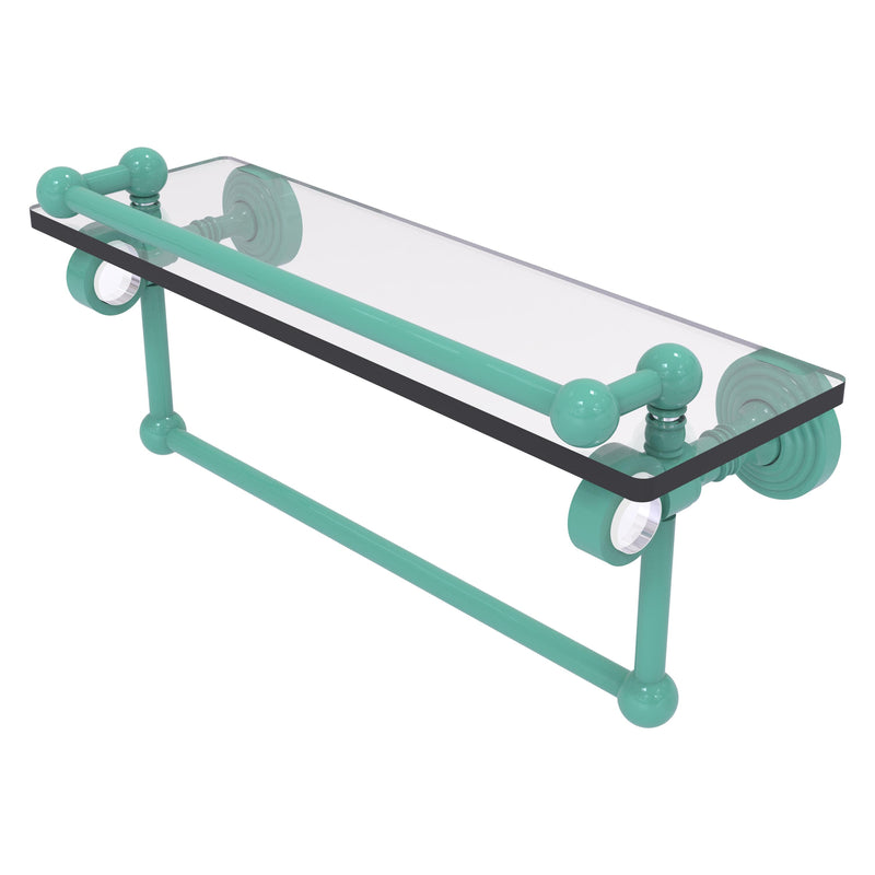 Pacific Grove Collection Glass Shelf with Gallery Rail and Towel Bar with Smooth Accents