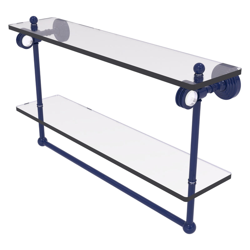Pacific Grove Collection Double Glass Shelf  with Towel Bar with Dotted Accents