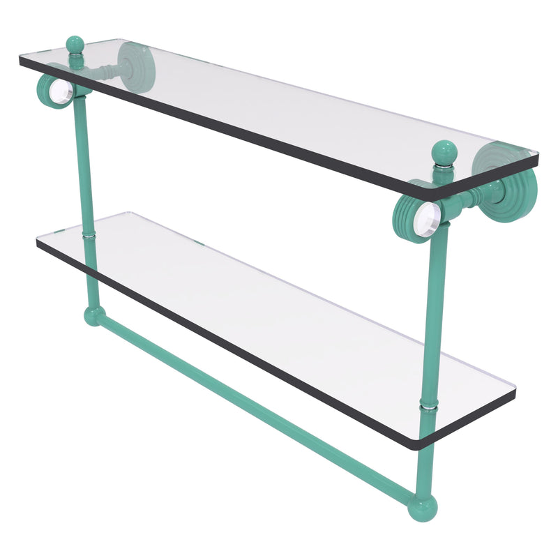 Pacific Grove Collection Double Glass Shelf  with Towel Bar with Grooved Accents