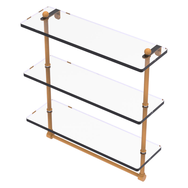 Prestige Regal Collection Triple Tiered Glass Shelf with Integrated Towel Bar