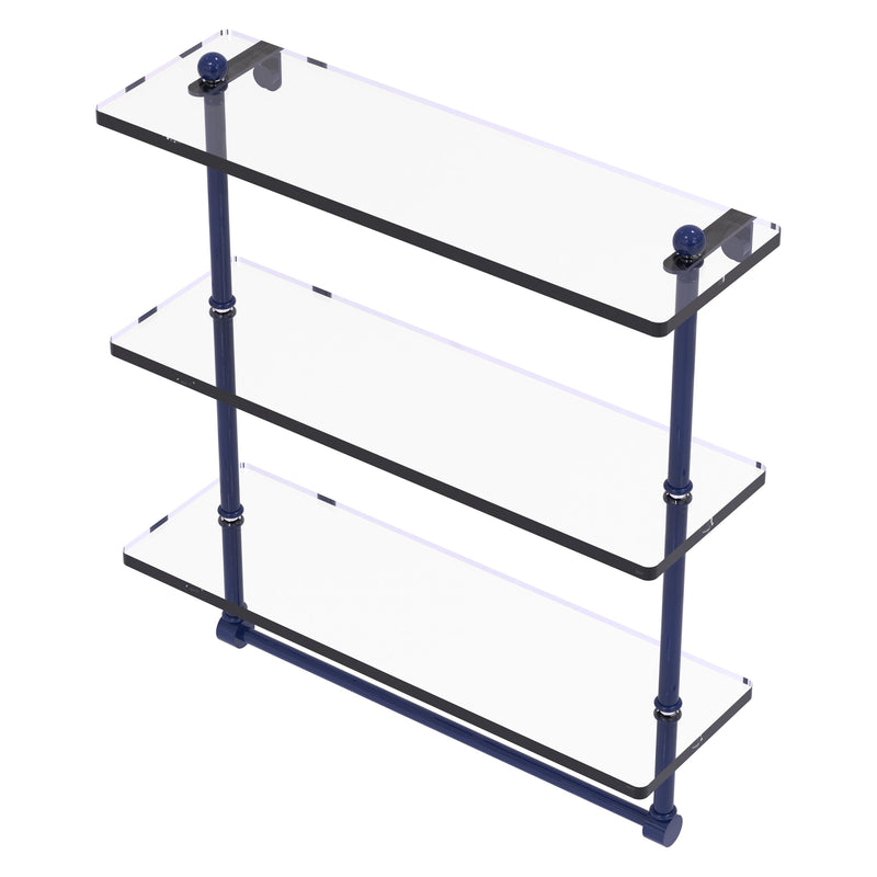 Prestige Regal Collection Triple Tiered Glass Shelf with Integrated Towel Bar