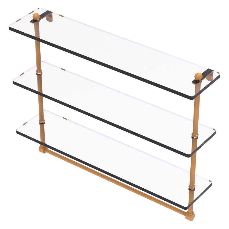 Prestige Regal Collection Triple Tiered Glass Shelf with Integrated Towel Bar