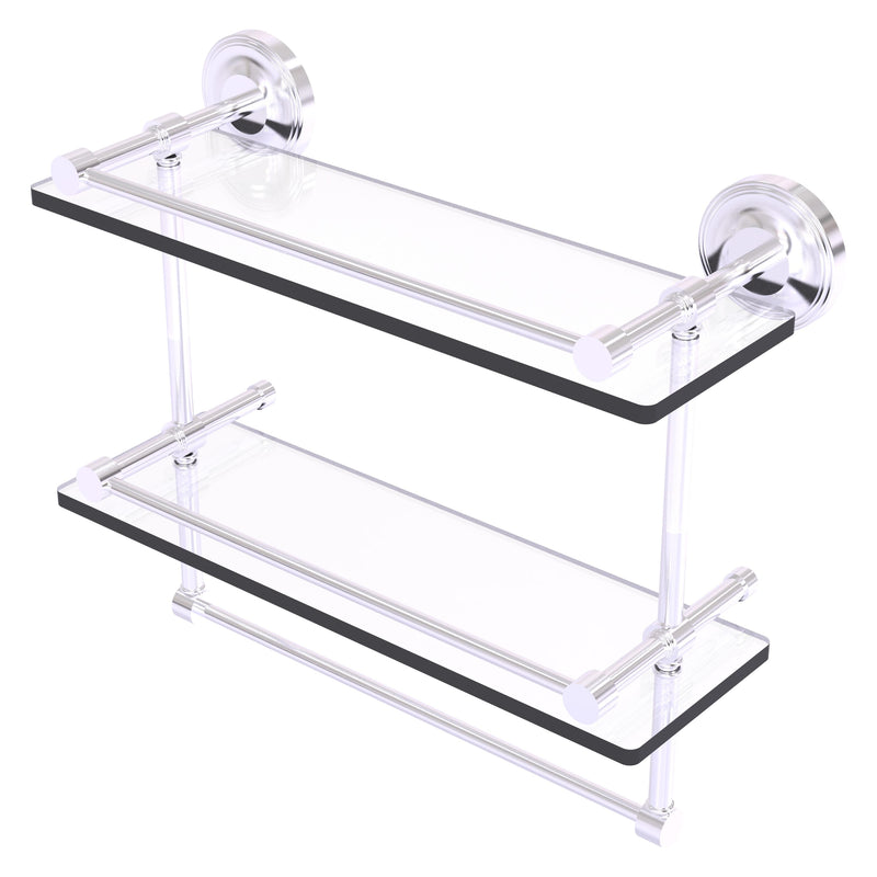 Prestige Regal Collection Gallery Rail Double Glass Shelf with Towel Bar