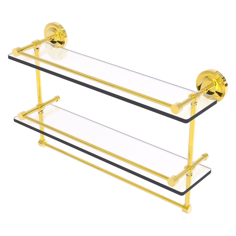 Prestige Regal Collection Gallery Rail Double Glass Shelf with Towel Bar