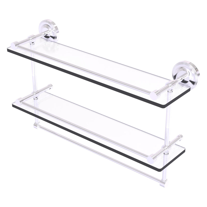 Prestige Regal Collection Gallery Rail Double Glass Shelf with Towel Bar