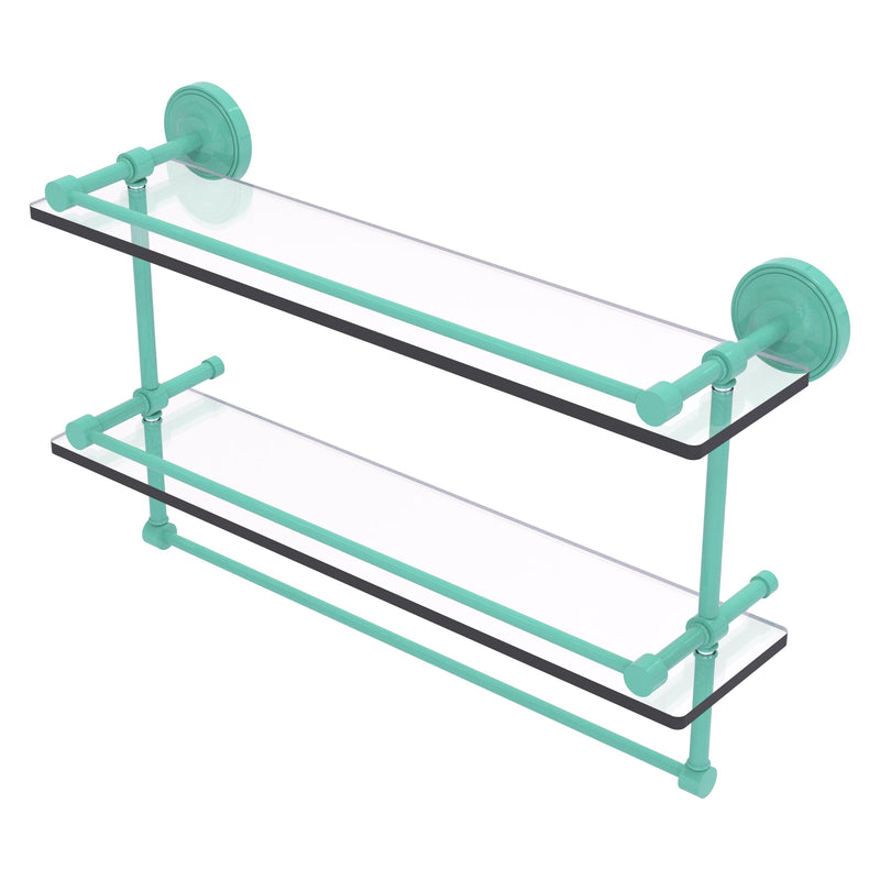 Prestige Regal Collection Gallery Rail Double Glass Shelf with Towel Bar