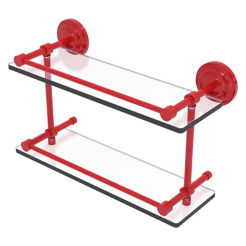 Que New Collection Double Glass Shelf with Gallery Rail