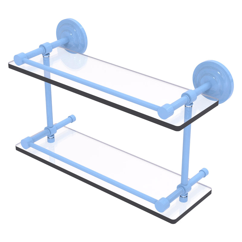 Que New Collection Double Glass Shelf with Gallery Rail