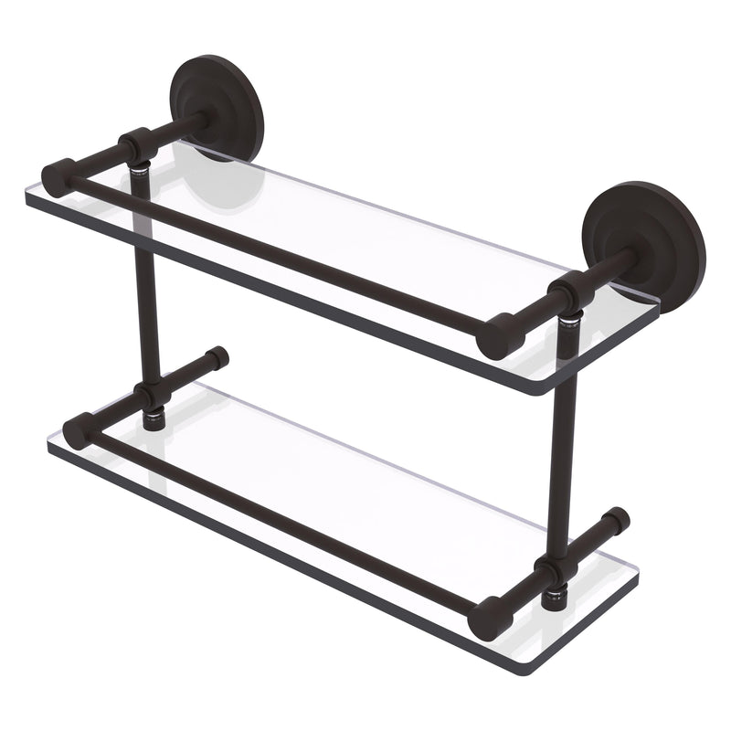 Que New Collection Double Glass Shelf with Gallery Rail