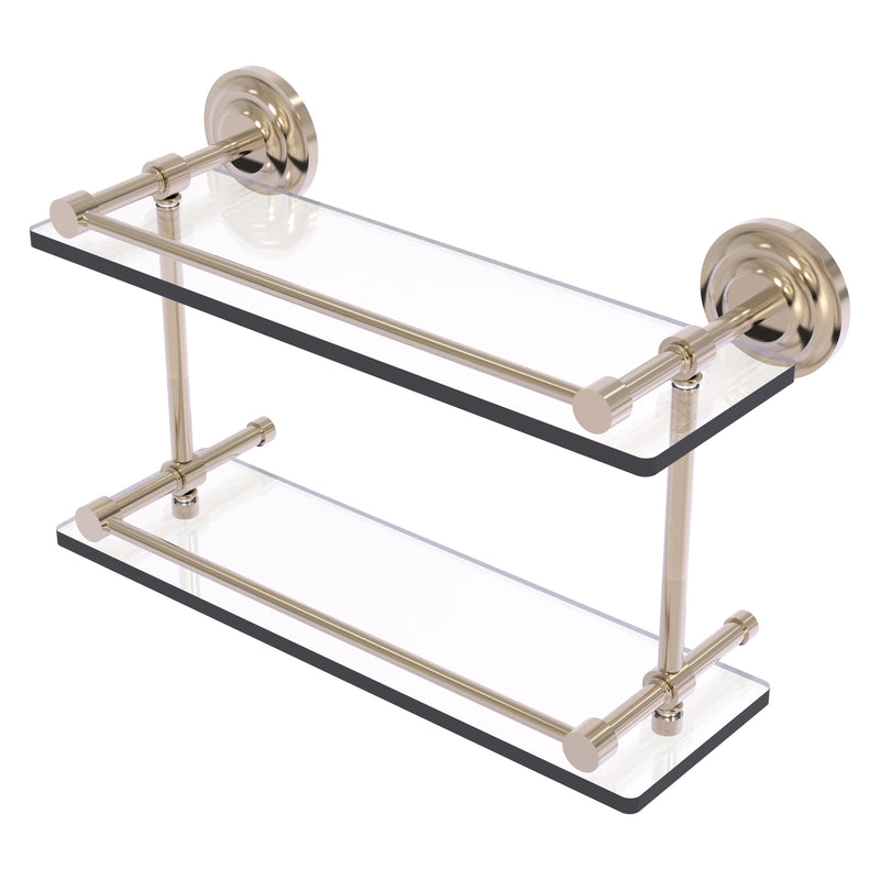 Que New Collection Double Glass Shelf with Gallery Rail