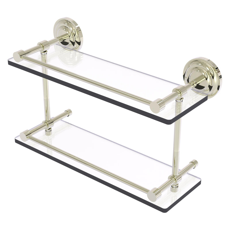 Que New Collection Double Glass Shelf with Gallery Rail