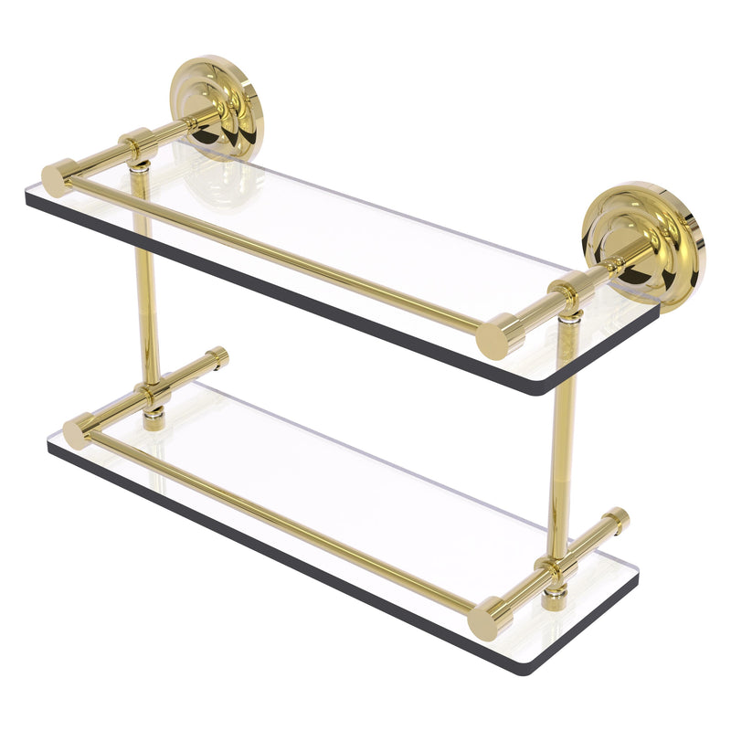 Que New Collection Double Glass Shelf with Gallery Rail