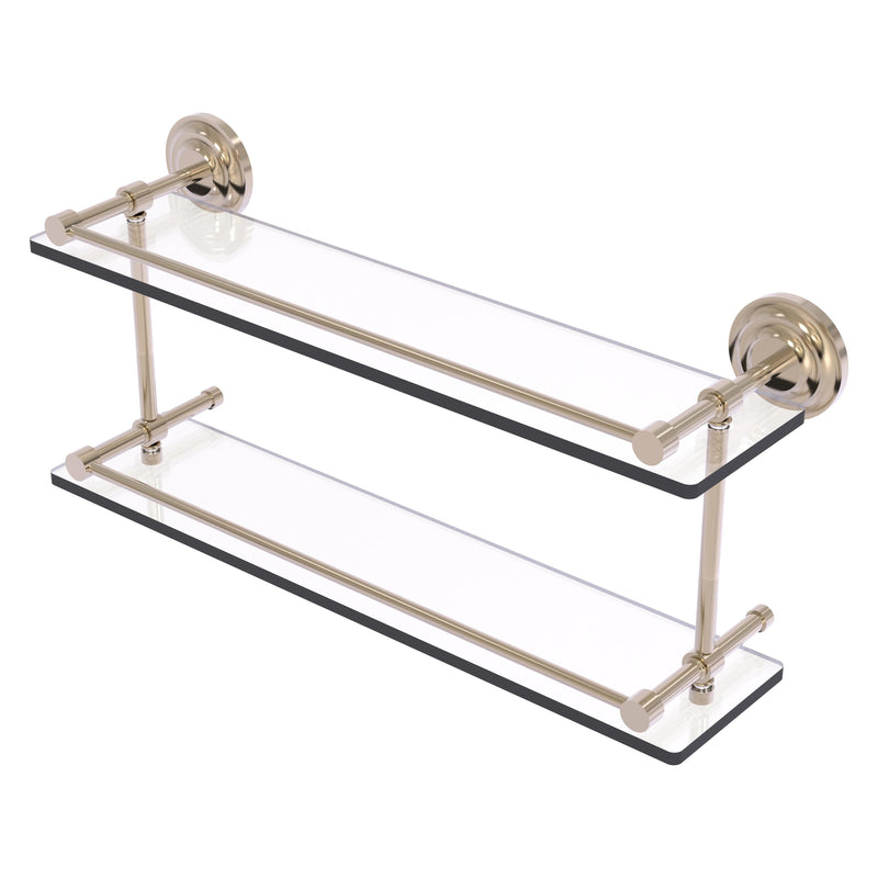 Que New Collection Double Glass Shelf with Gallery Rail