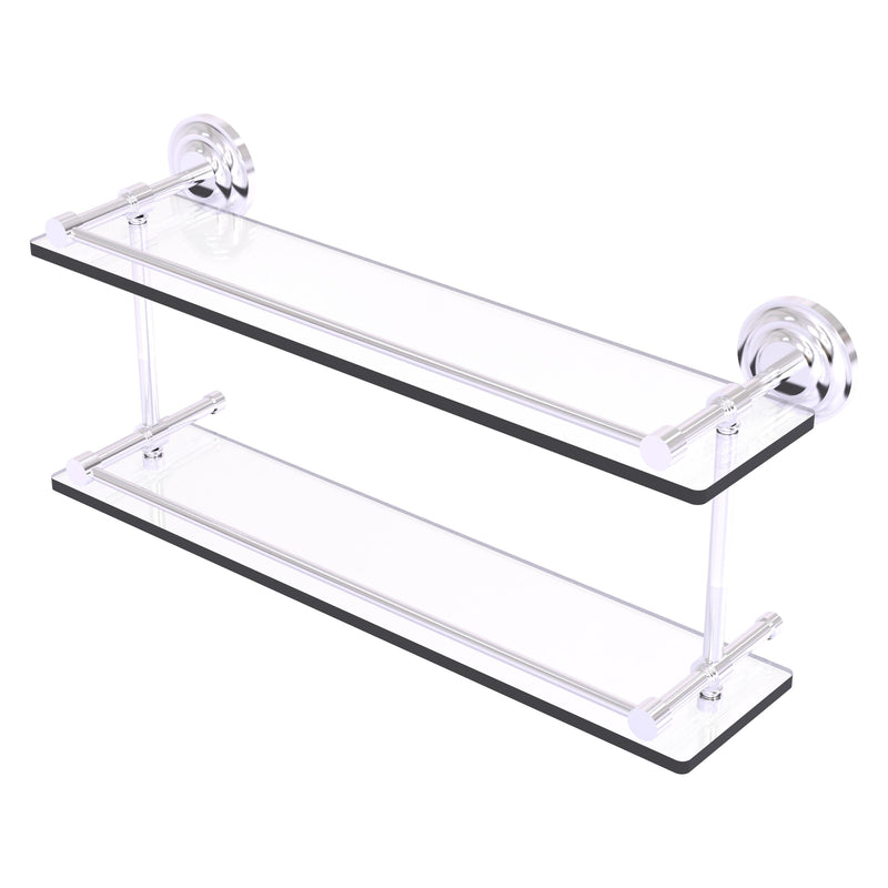 Que New Collection Double Glass Shelf with Gallery Rail