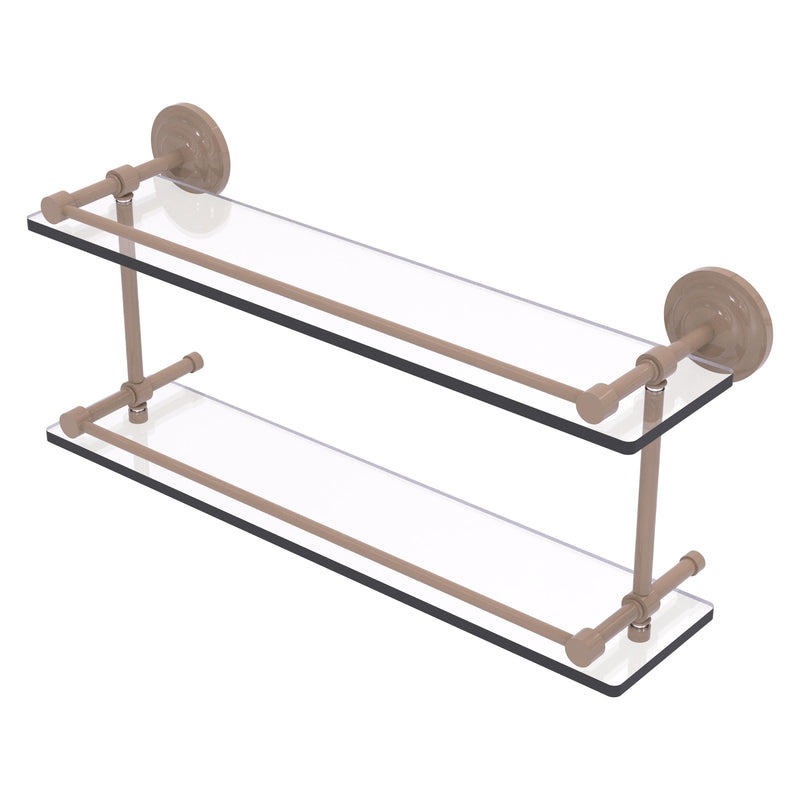 Que New Collection Double Glass Shelf with Gallery Rail