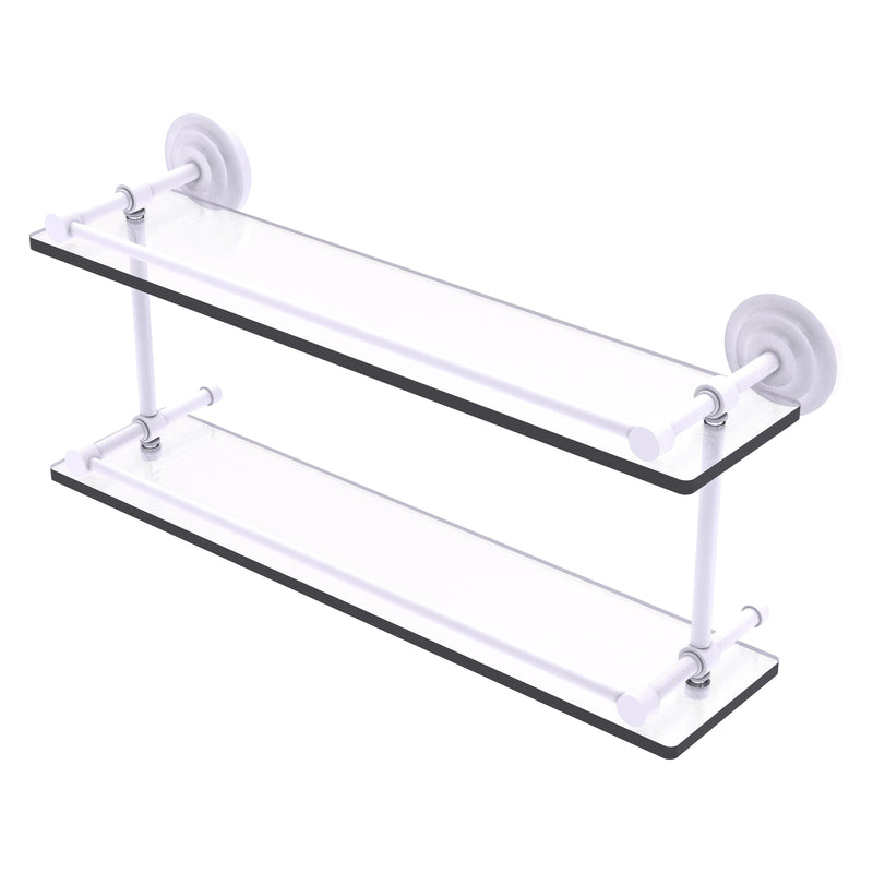 Que New Collection Double Glass Shelf with Gallery Rail